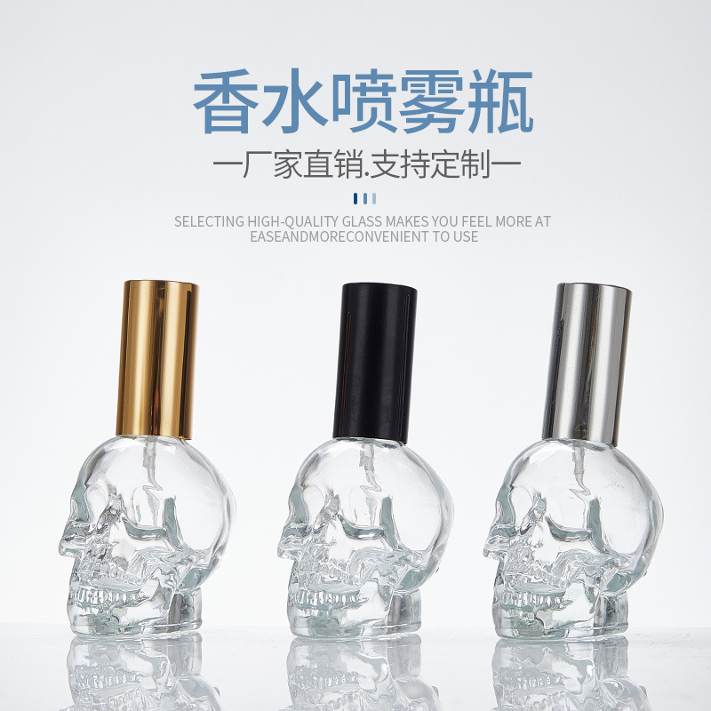 Perfume Imperium Fragrance World - 30/50/100ml Kreative Totenkopf-Glas-Sprühflasche, Leerer Luxus-Parfümzerstäuber, Tragbarer